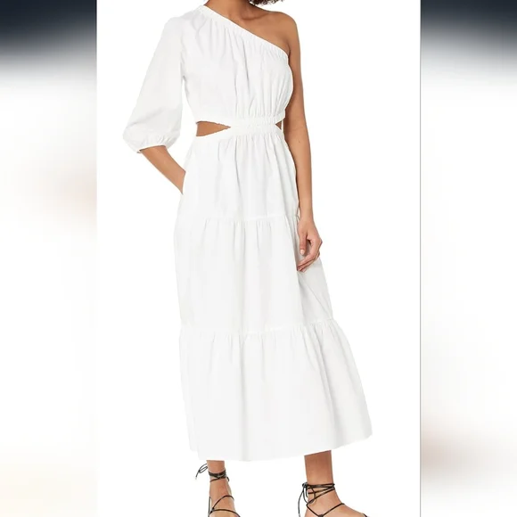 bathing suit cover up maxi dress Ruffled Aqua Swim Cover-Up Midi Dress M